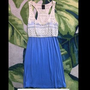 Periwinkle dress with lace top